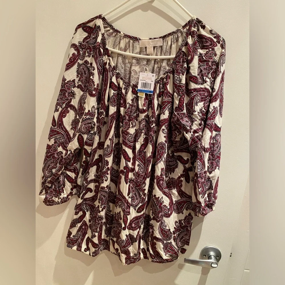 Michael Kors Women’s Paisley Blouse - Cream & Burgundy